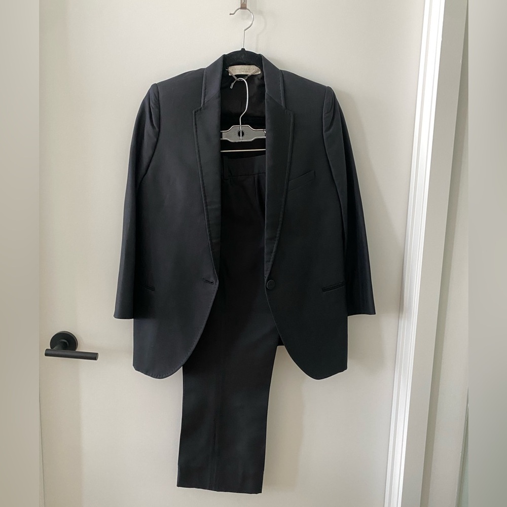 Stella McCartney silk navy Tuxedo trouser pant, size small, 38 2/2 suit